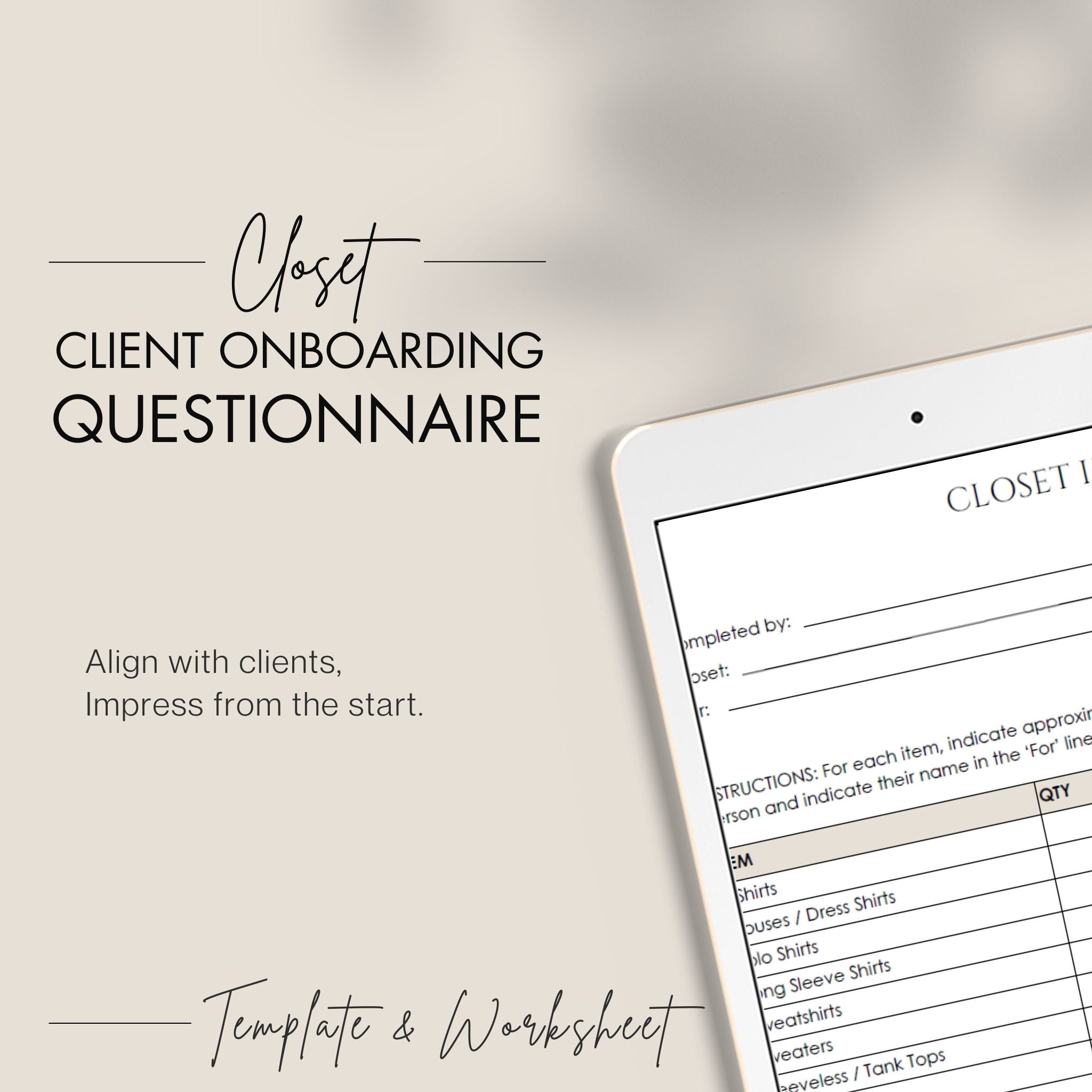 Closet Client Onboarding Questionnaire - main image