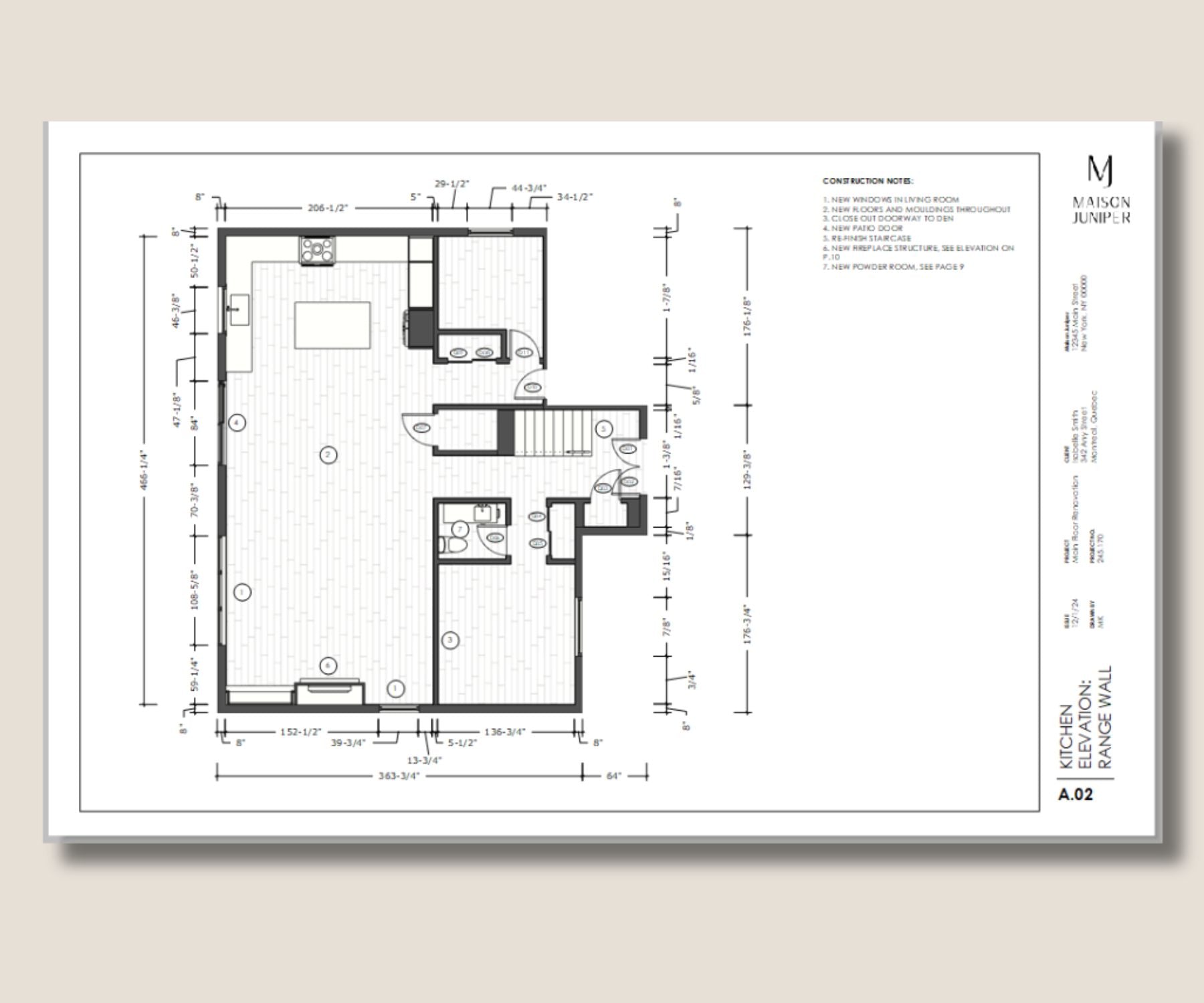 LayOut for SketchUp main floor plan, ready for construction.