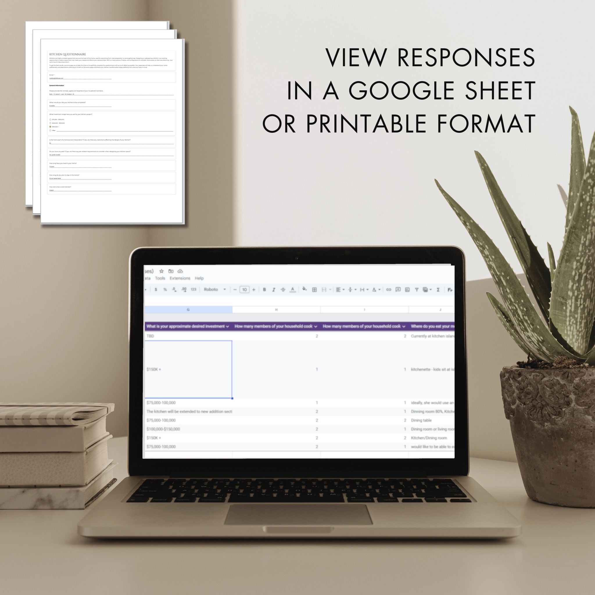 View Responses in a Google Sheet or Printable Format