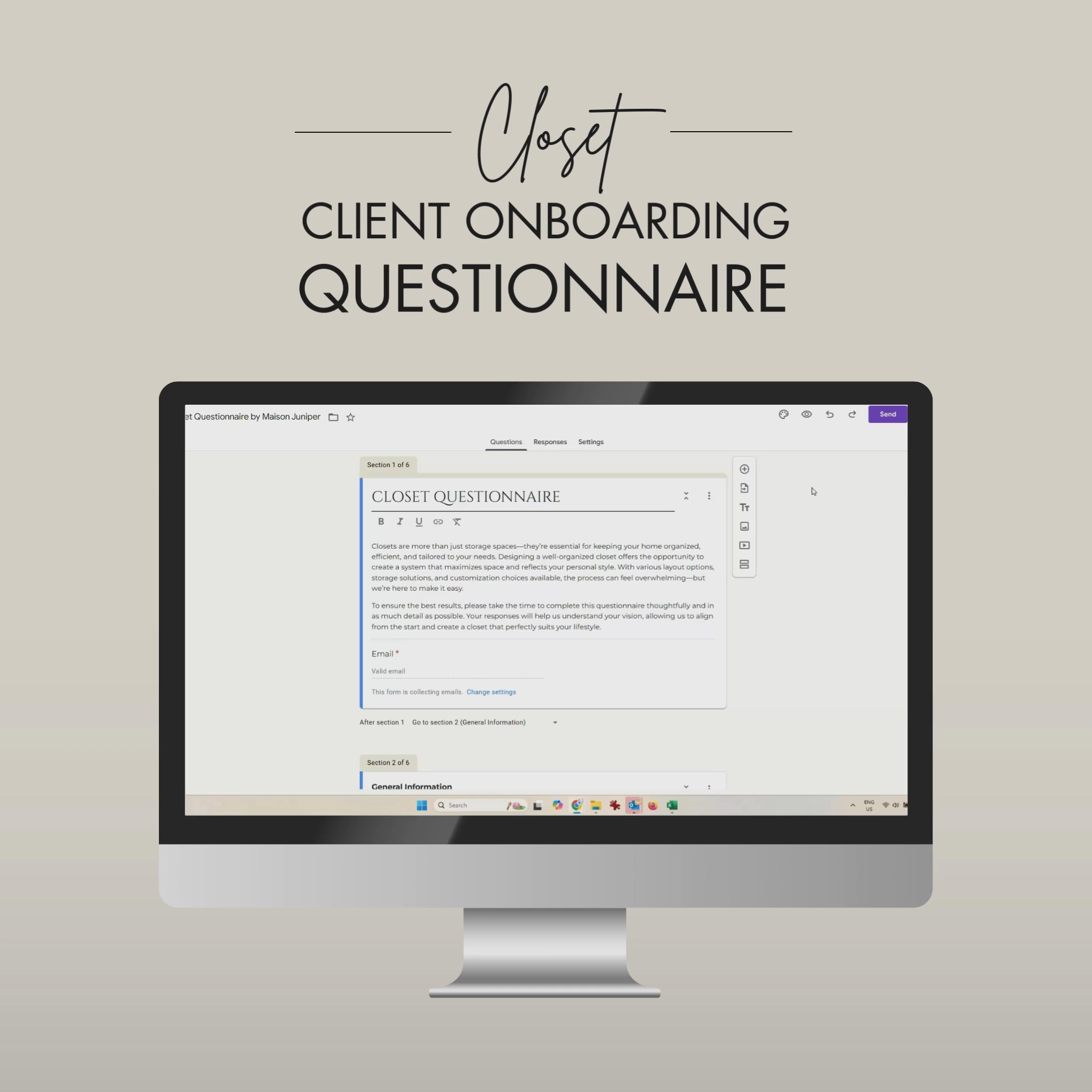 Video Walkthrough: Closet Client Onboarding Questionnaire for Interior Designers & Decorators